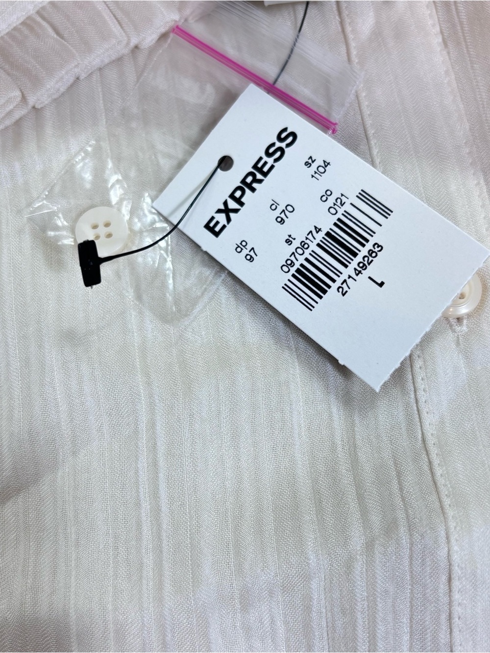 NWT Vintage Express Compagnie Internationale Ivory Tie Waist Romantic Blouse L - Picture 6 of 16